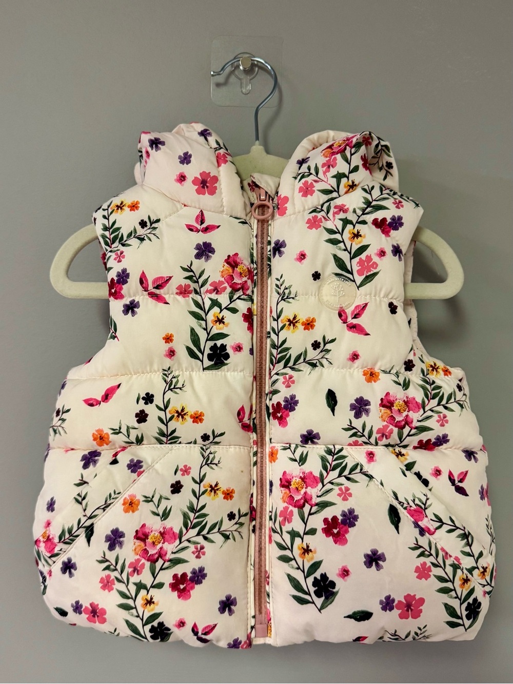Zara BabyGirl Floral Pink and Green Hooded Outerwear